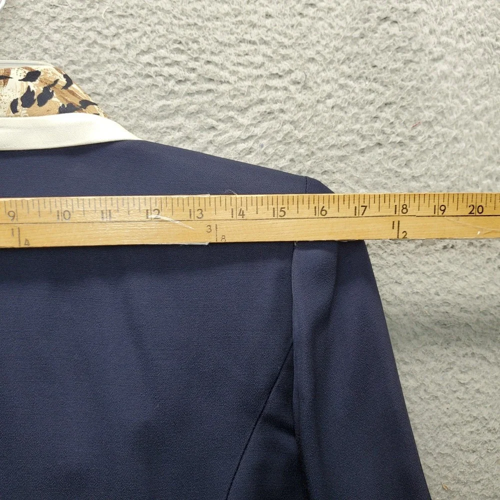 Danny & Nicole Blazer Dress Womens 8P Navy‎ Leopard Print Shawl Collar Formal